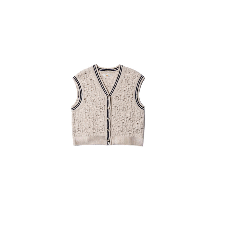 Kim Pointelle Knit Vest Oat - 7