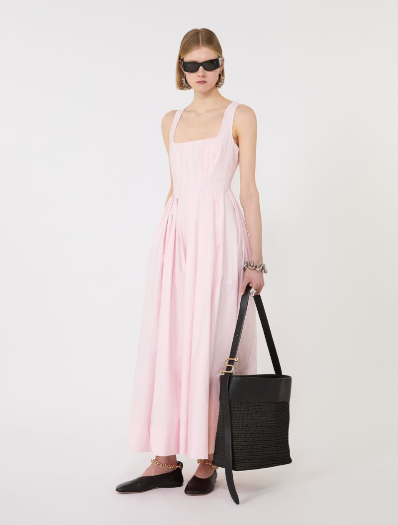 Sportmax Long sleeveless pure cotton dress - pink outlook