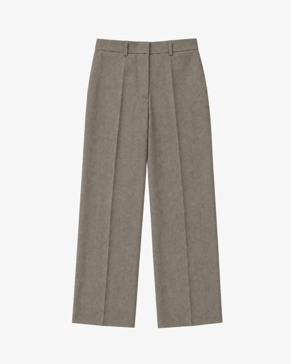 WIDE-LEG BEIGE WOOL SUIT PANTS - 1