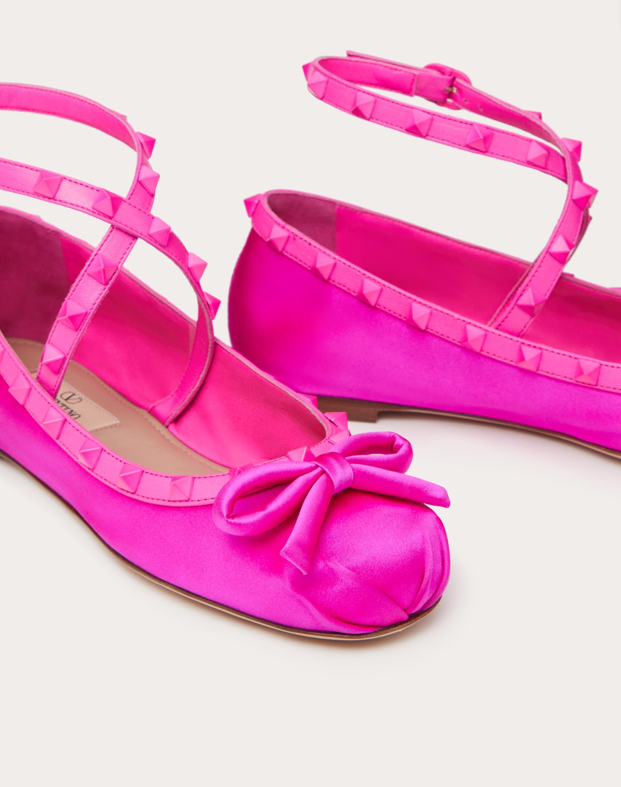ROCKSTUD SATIN BALLERINAS WITH TONE-ON-TONE STUDS - 5