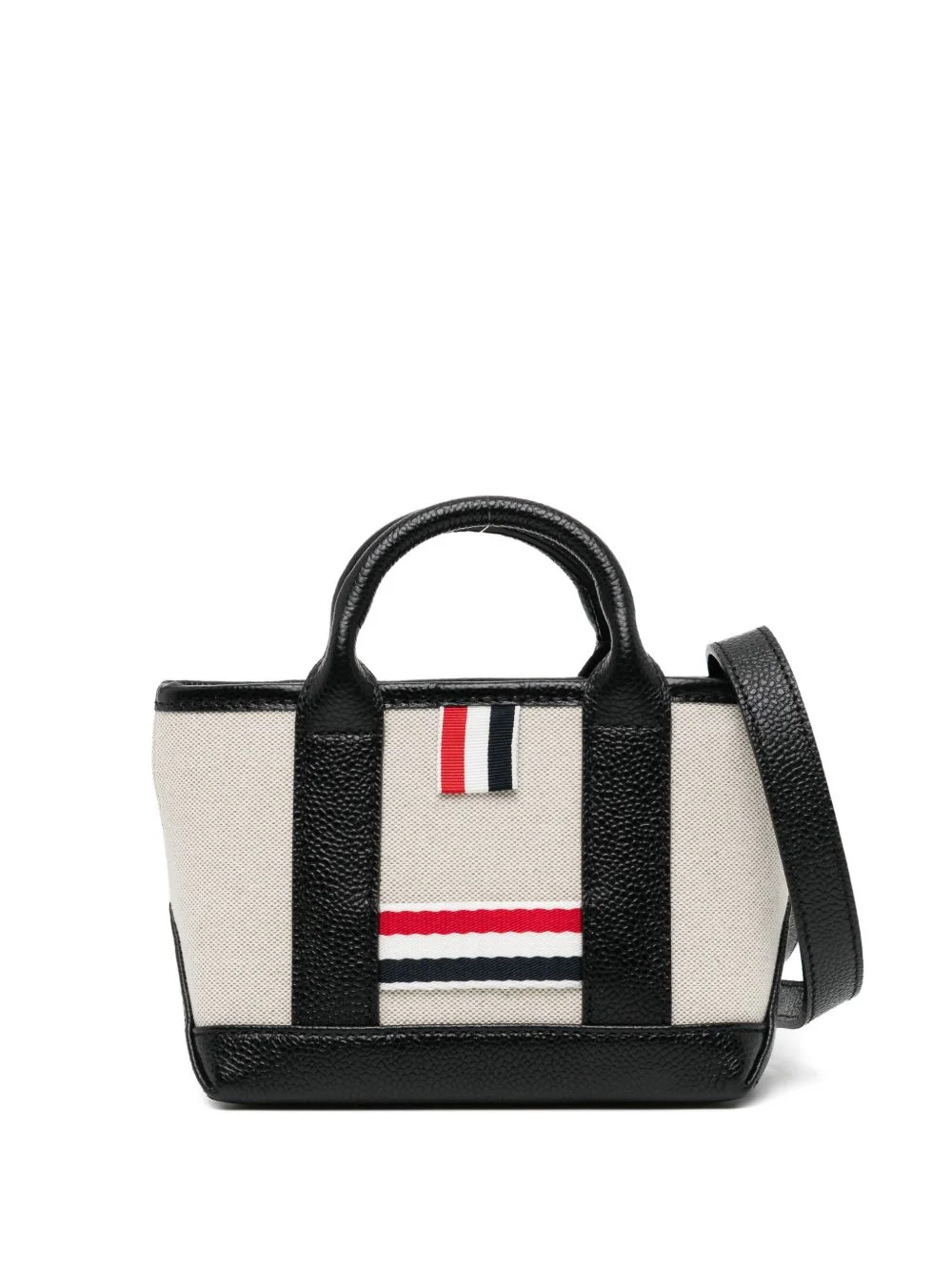 striped handle tote bag - 1