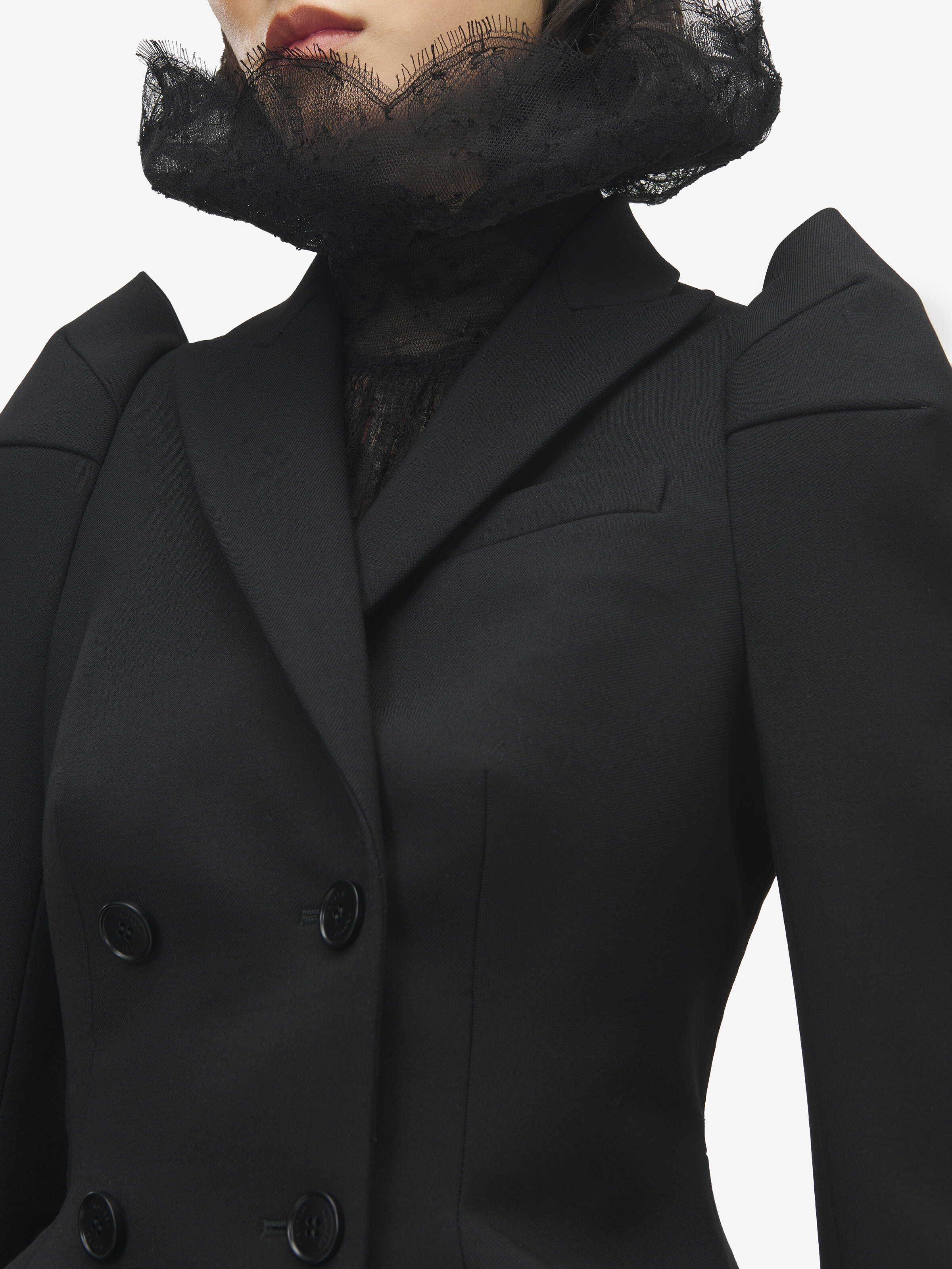 Shoulder Double-breasted Jacket - 6
