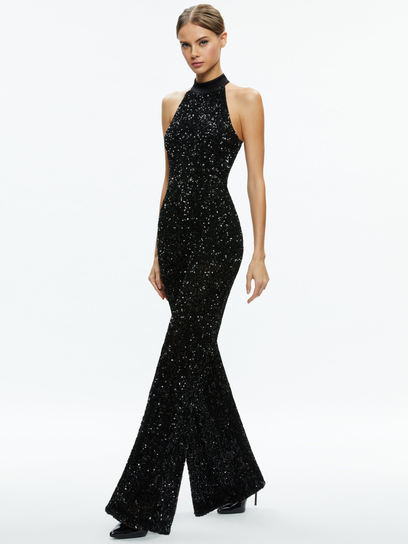 CATALINE SEQUIN HIGH NECK WIDE LEG JUMPSUIT 6