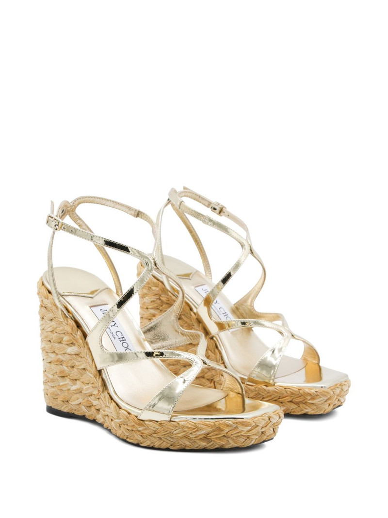 JIMMY CHOO Ayla metallic-straps heeled espadrilles outlook