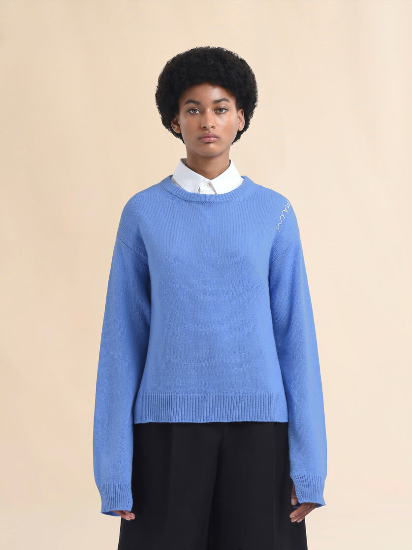 INDIGO BOXY CASHMERE JUMPER WITH MARNI SYMBOL - 2