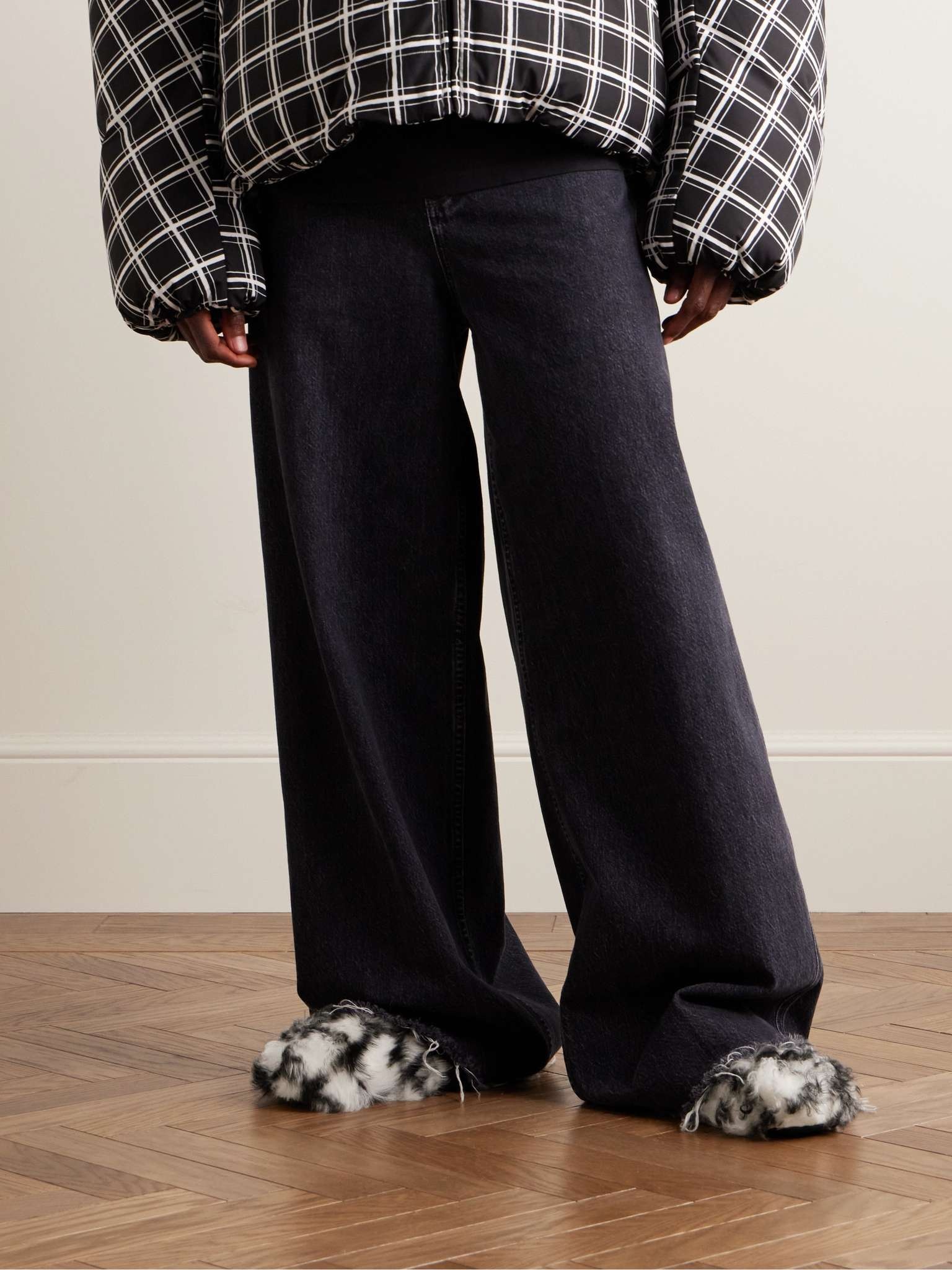 Fussbett Sabot Checked Shearling Slippers - 2