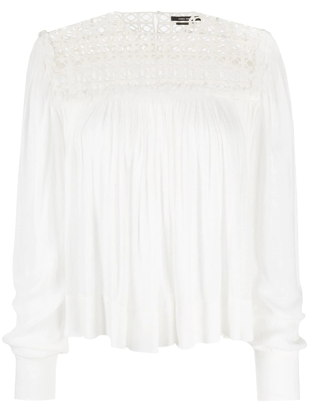 contrast panel ruffled blouse - 1