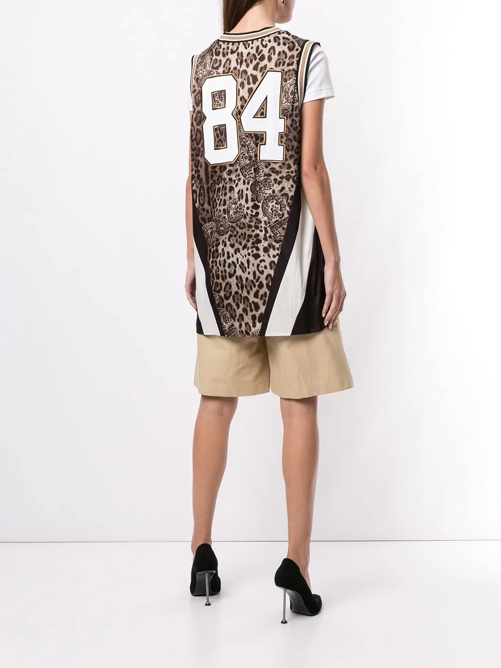 leopard logo print jersey vest - 4