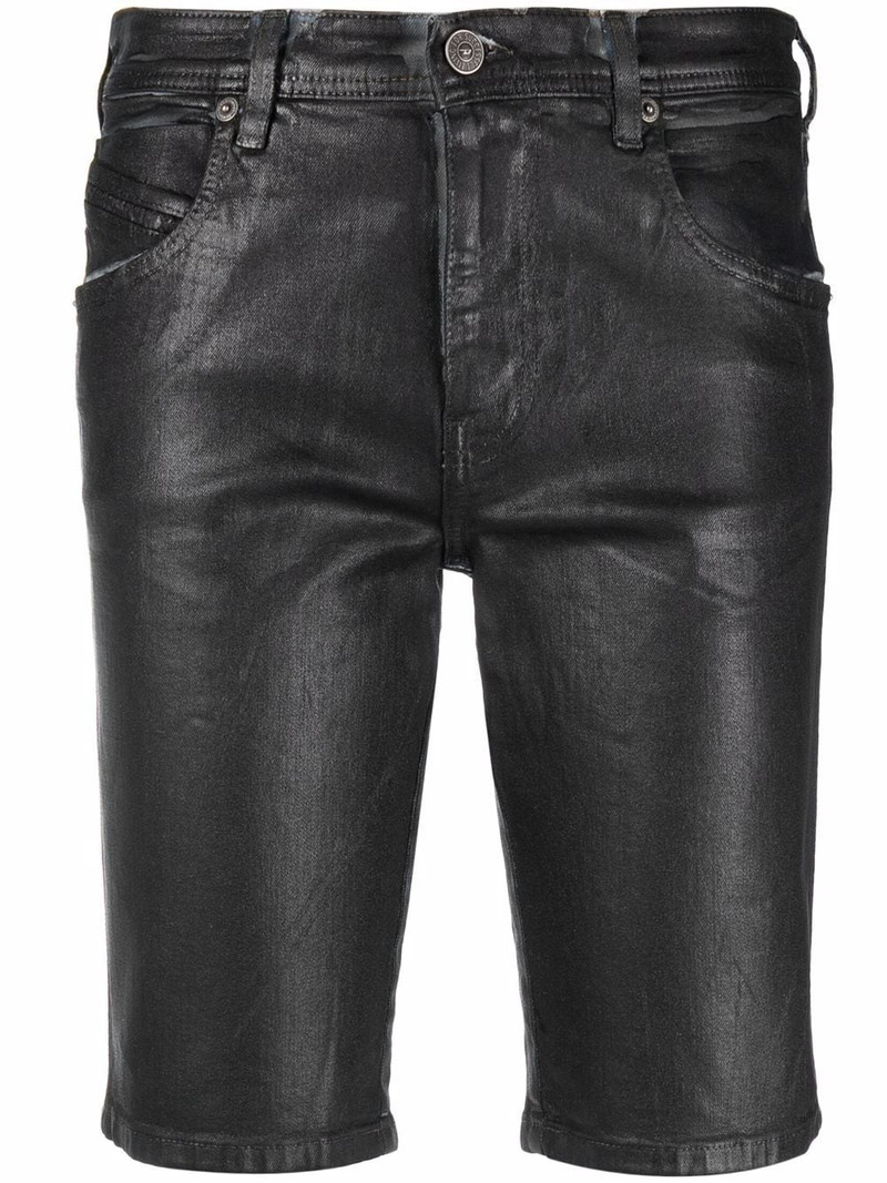 wax-coated five-pocket shorts 1
