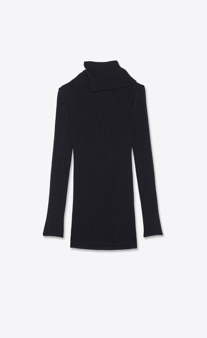 SAINT LAURENT buttoned cowl-neck knit dress outlook