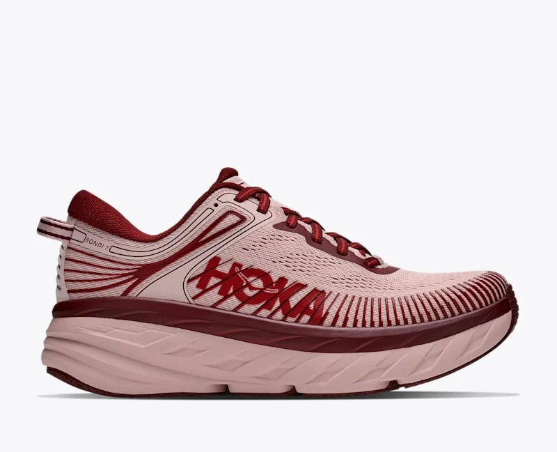 Women's Bondi 7 Shoes in Pink Opal/Varsity Burgundy - 1