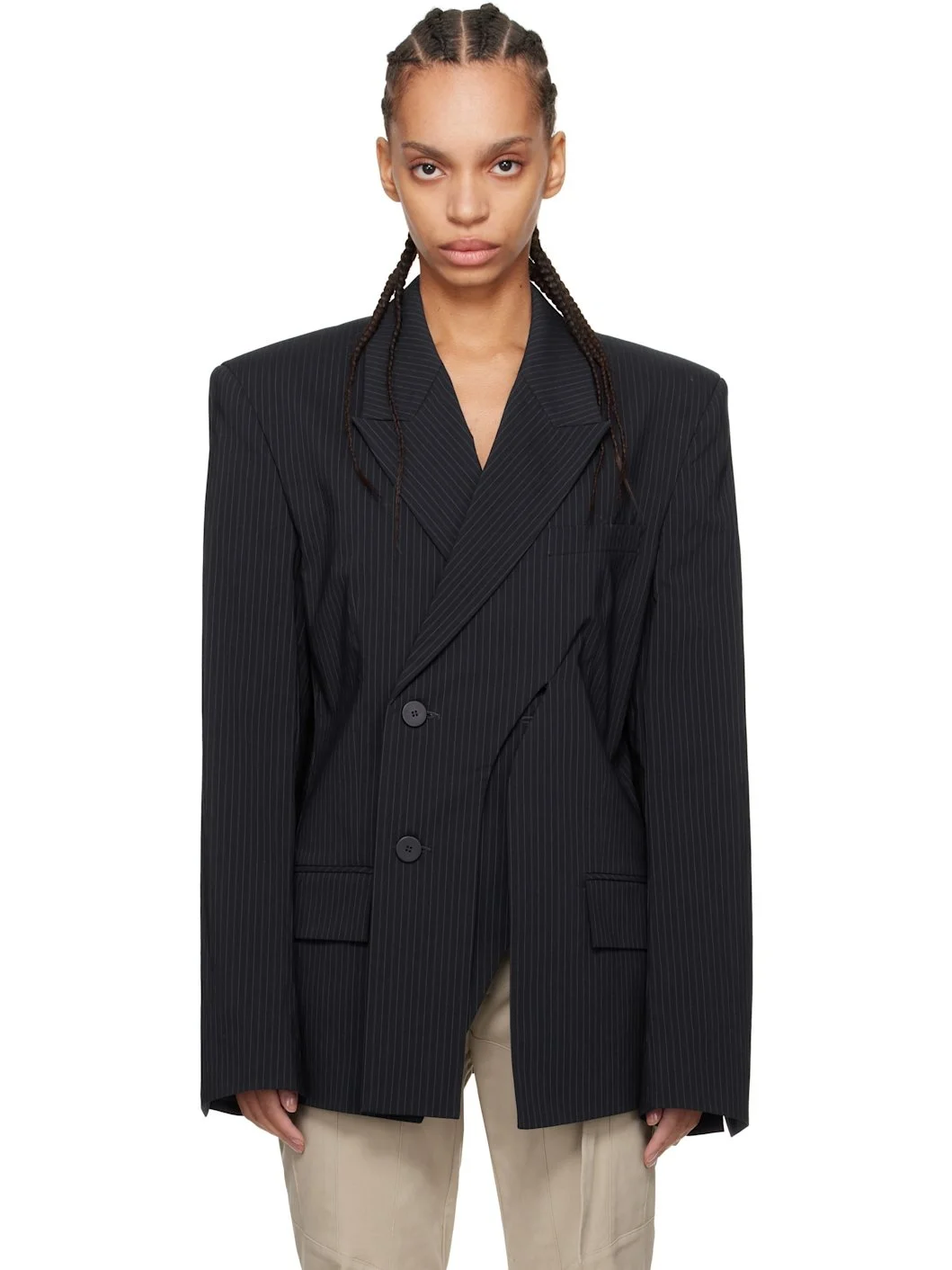 Navy Oversize Split Blazer - 1