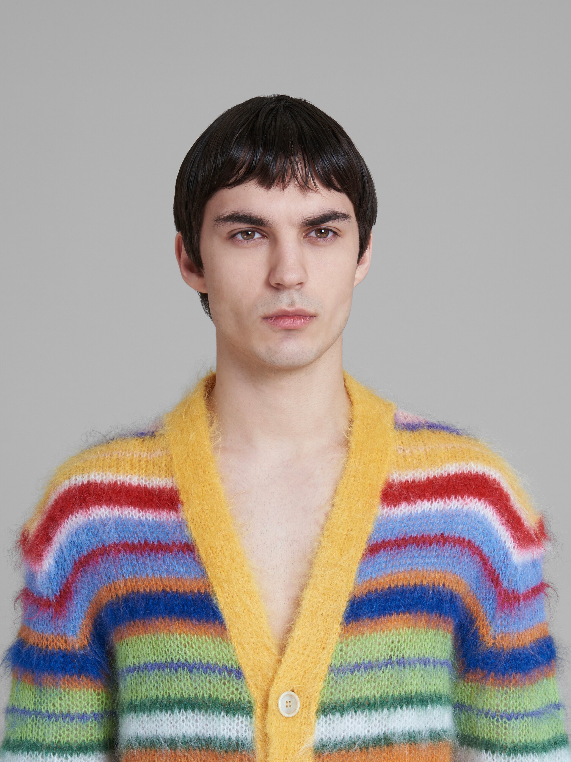 MULTICOLOURED STRIPED MOHAIR CARDIGAN - 4