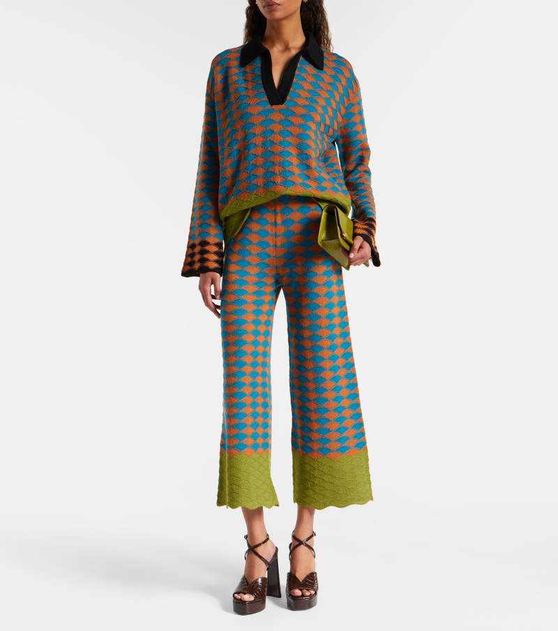 La DoubleJ Intarsia knitted straight wool pants outlook