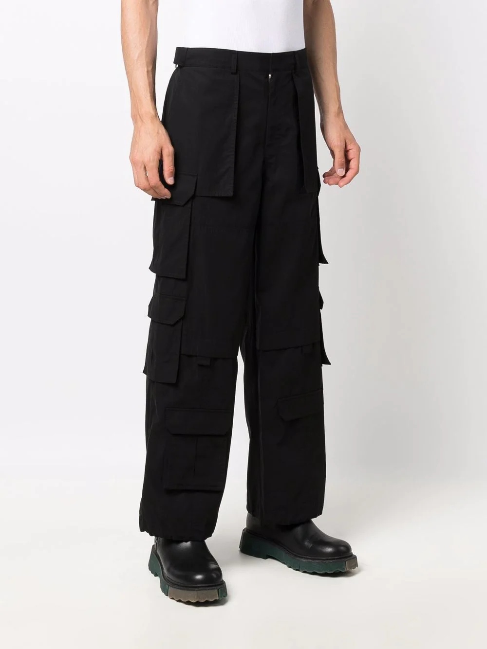 multiple-pocket cotton cargo trousers - 3