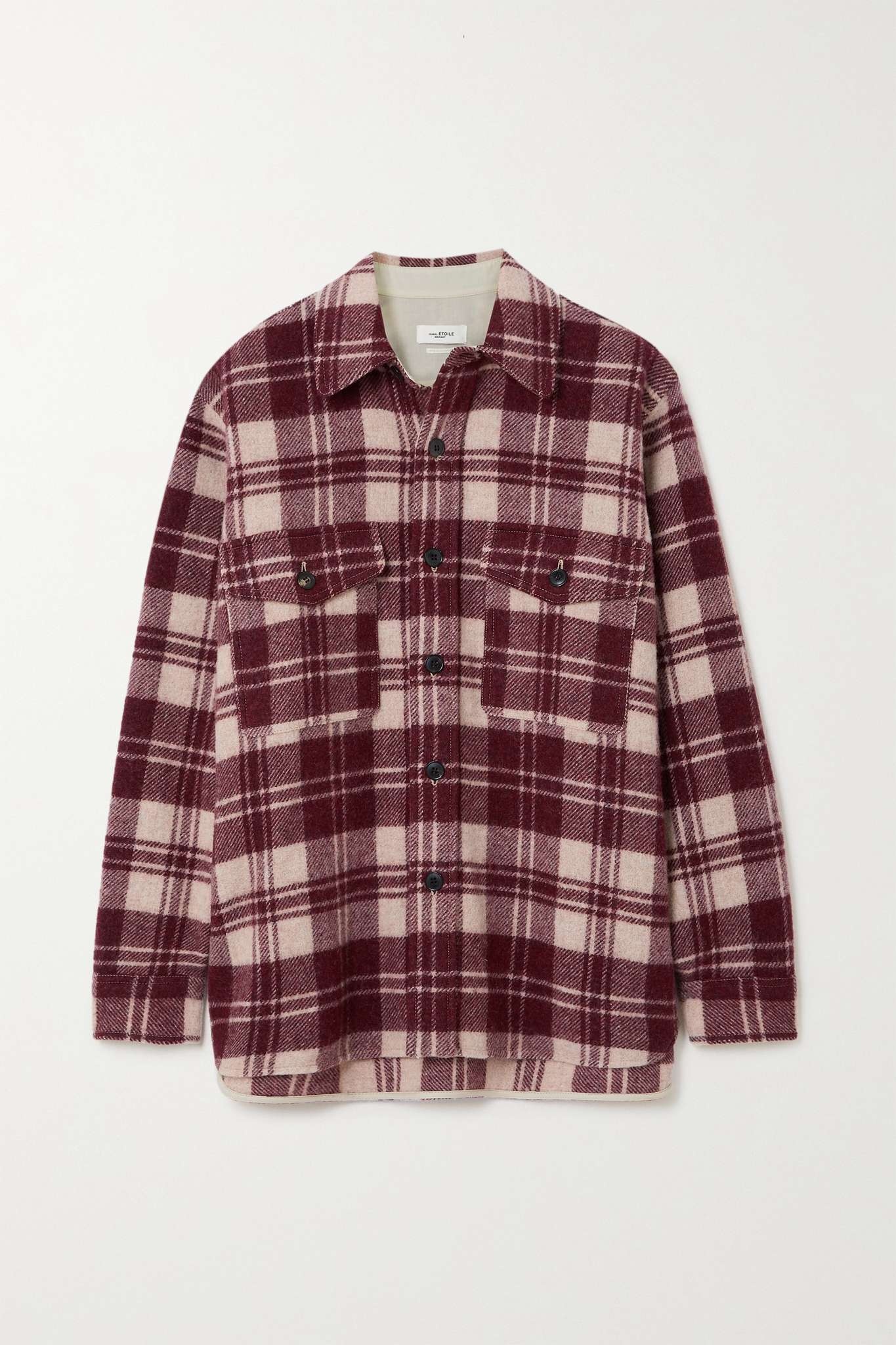 Faxon oversized checked brushed wool-blend jacket - 1