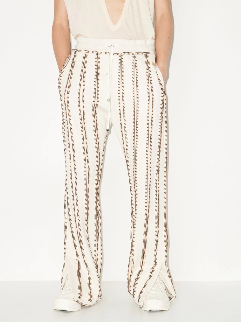 flared striped track pants - 2