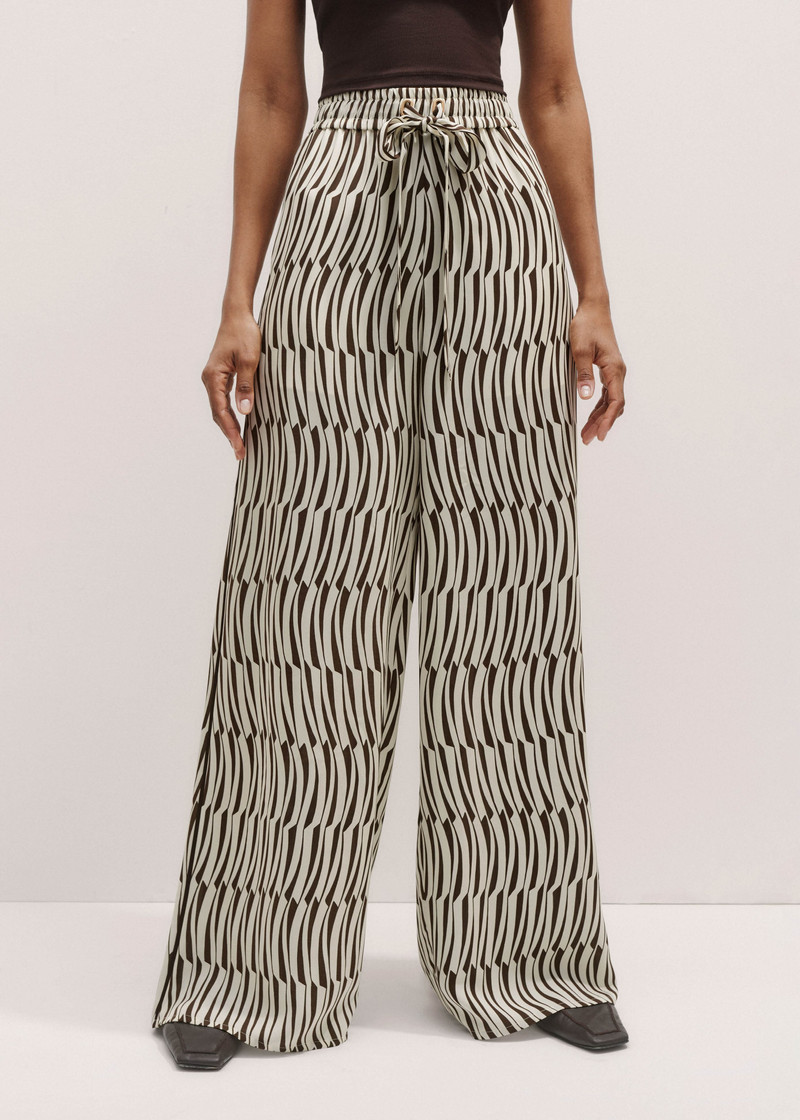 Silk Linear Keys Print Wide-Leg Pant 3