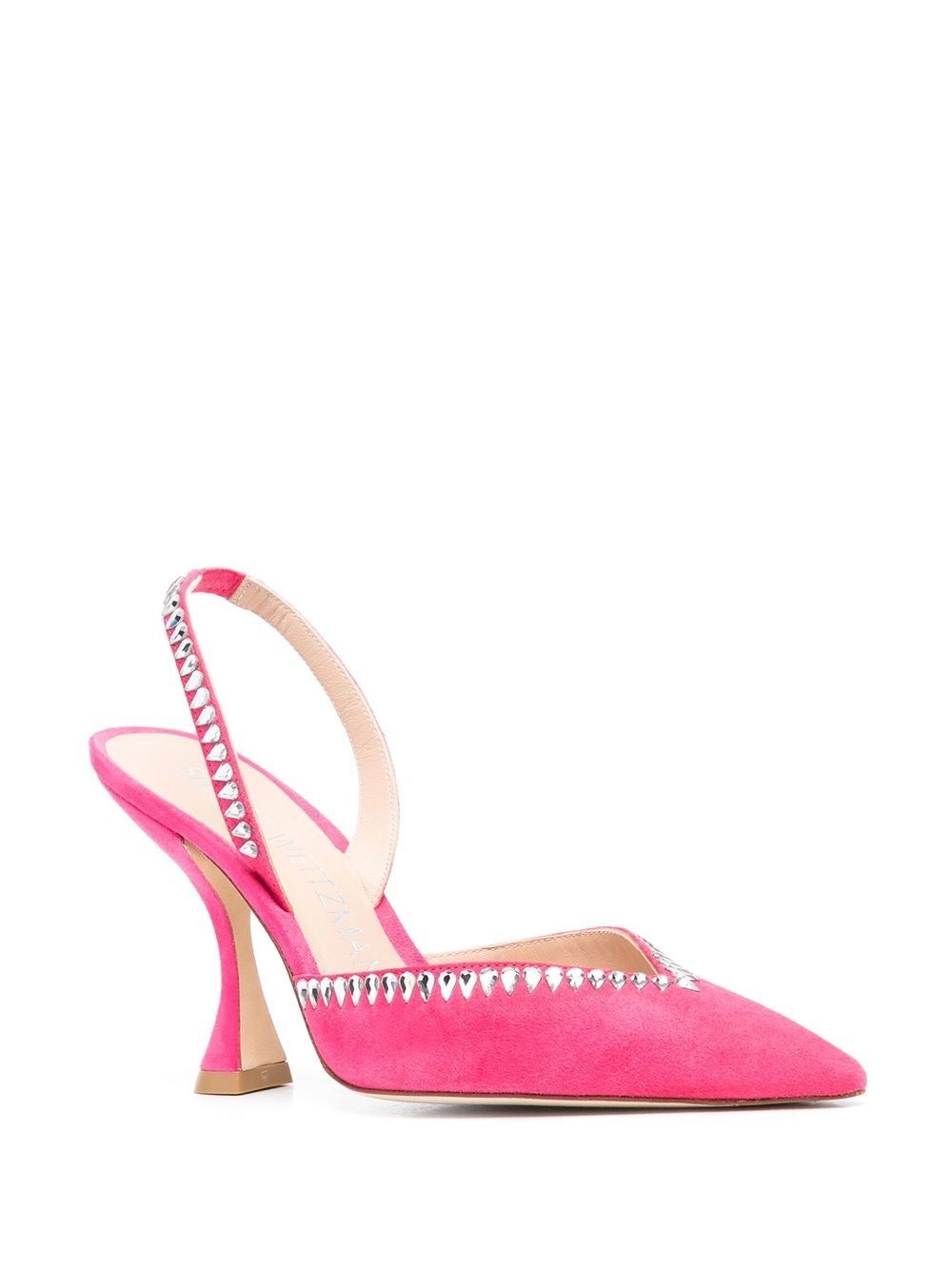 rhinestone 105mm suede pumps - 2