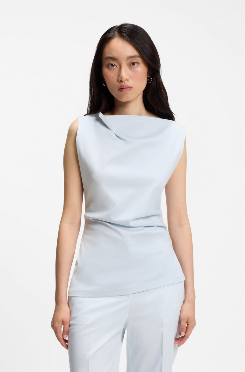 COWL-NECK ASYMMETRIC TOP IN MERCERIZED COTTON 2
