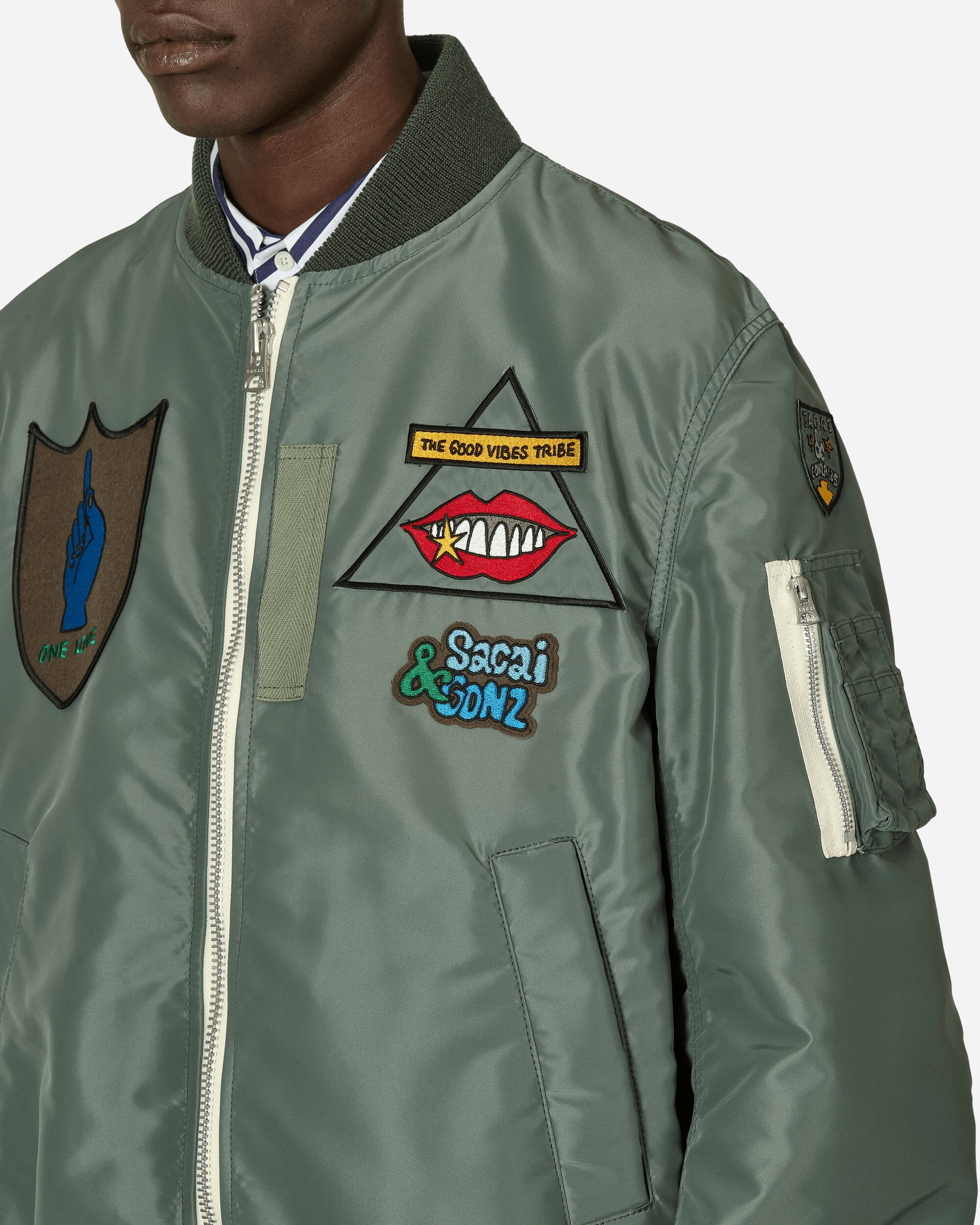 Gonz Nylon Twill Bomber Jacket Khaki - 5