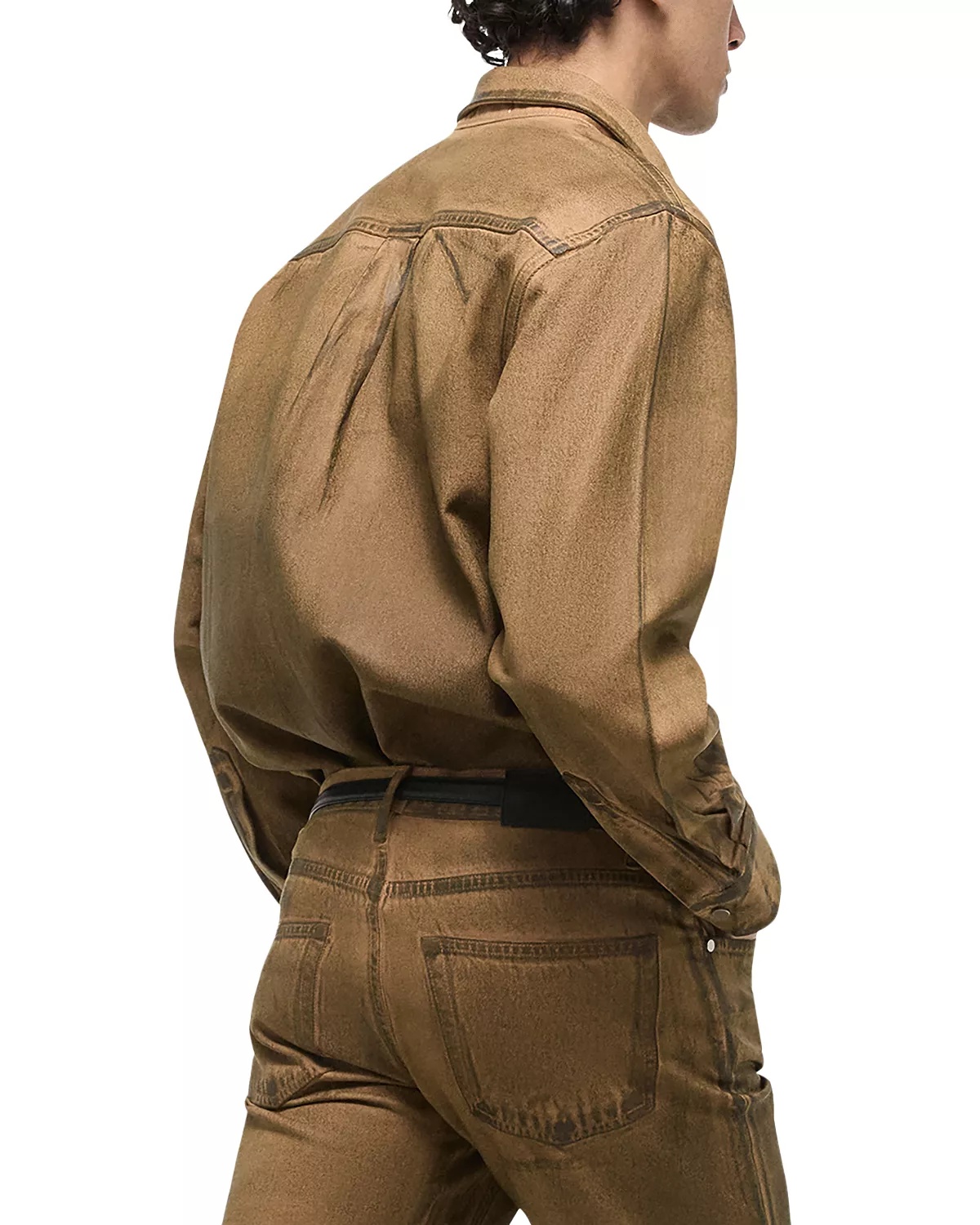 Curved Waxed Oil Stain Shirt - 5