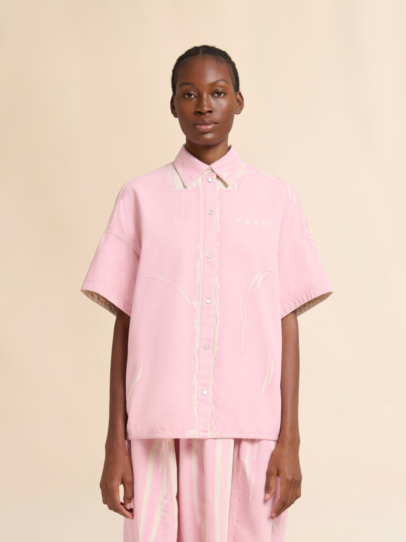 Marni PINK SCREEN-PRINTED DENIM SHIRT outlook