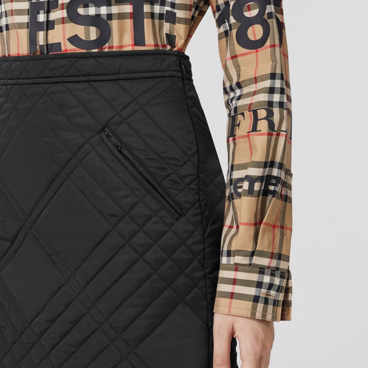 Burberry Check Quilted Nylon Mini Skirt | REVERSIBLE