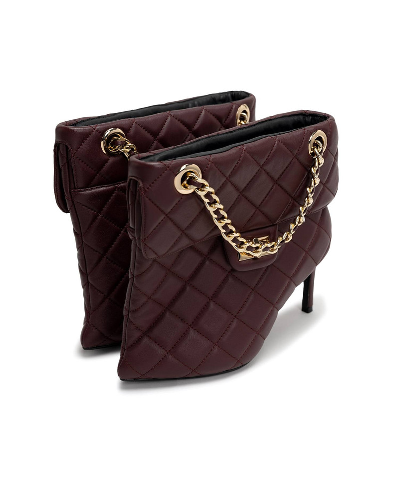 Quilted Bag Detail Pin Heel Short Boots 21