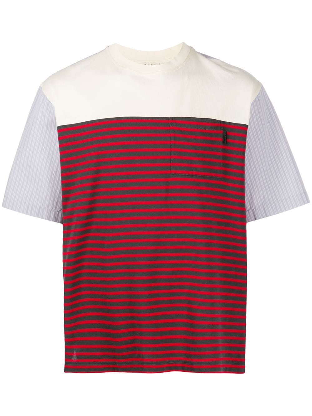 contrast stripe panel T-shirt - 1