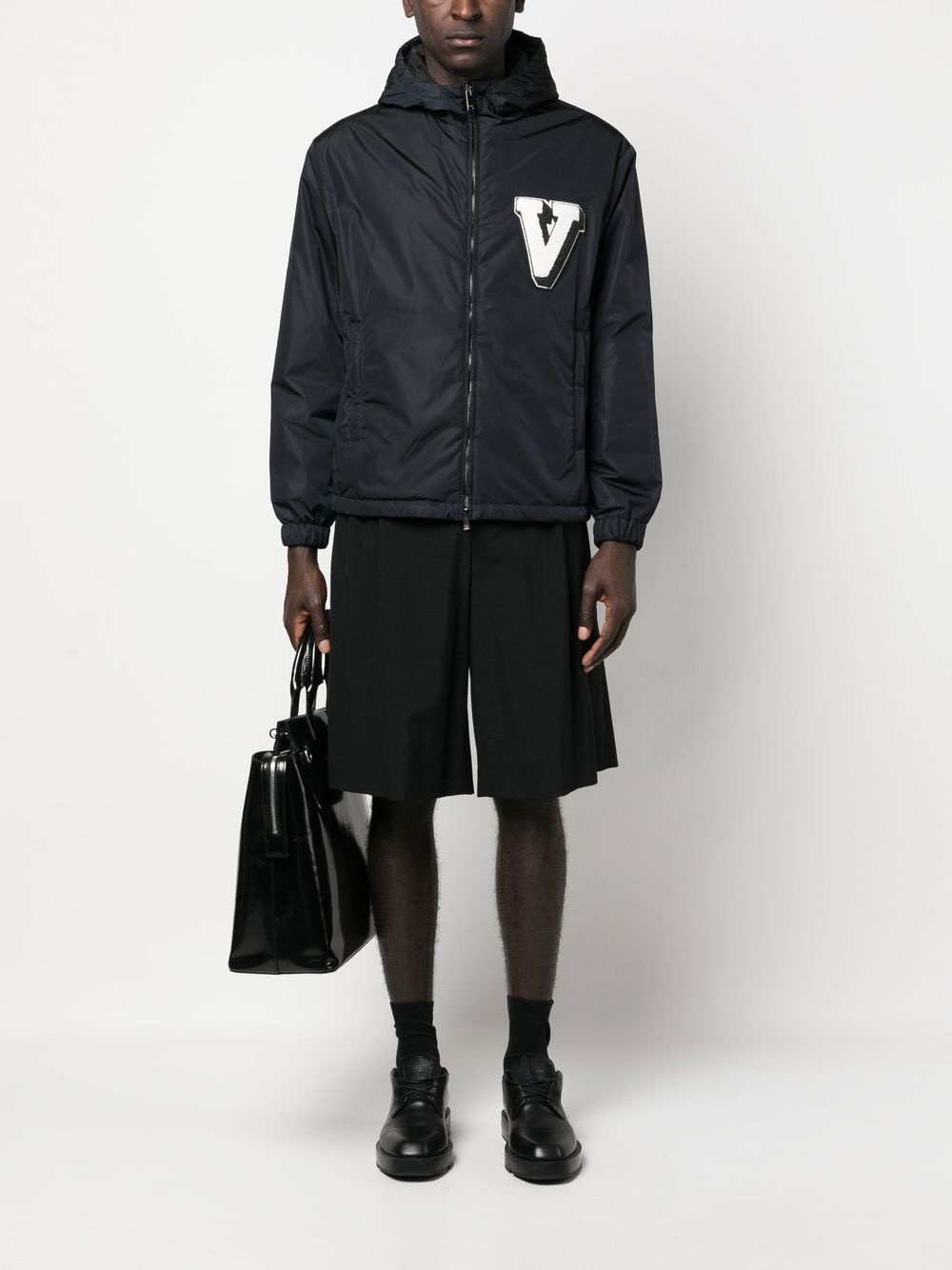 logo-patch hooded jacket - 2