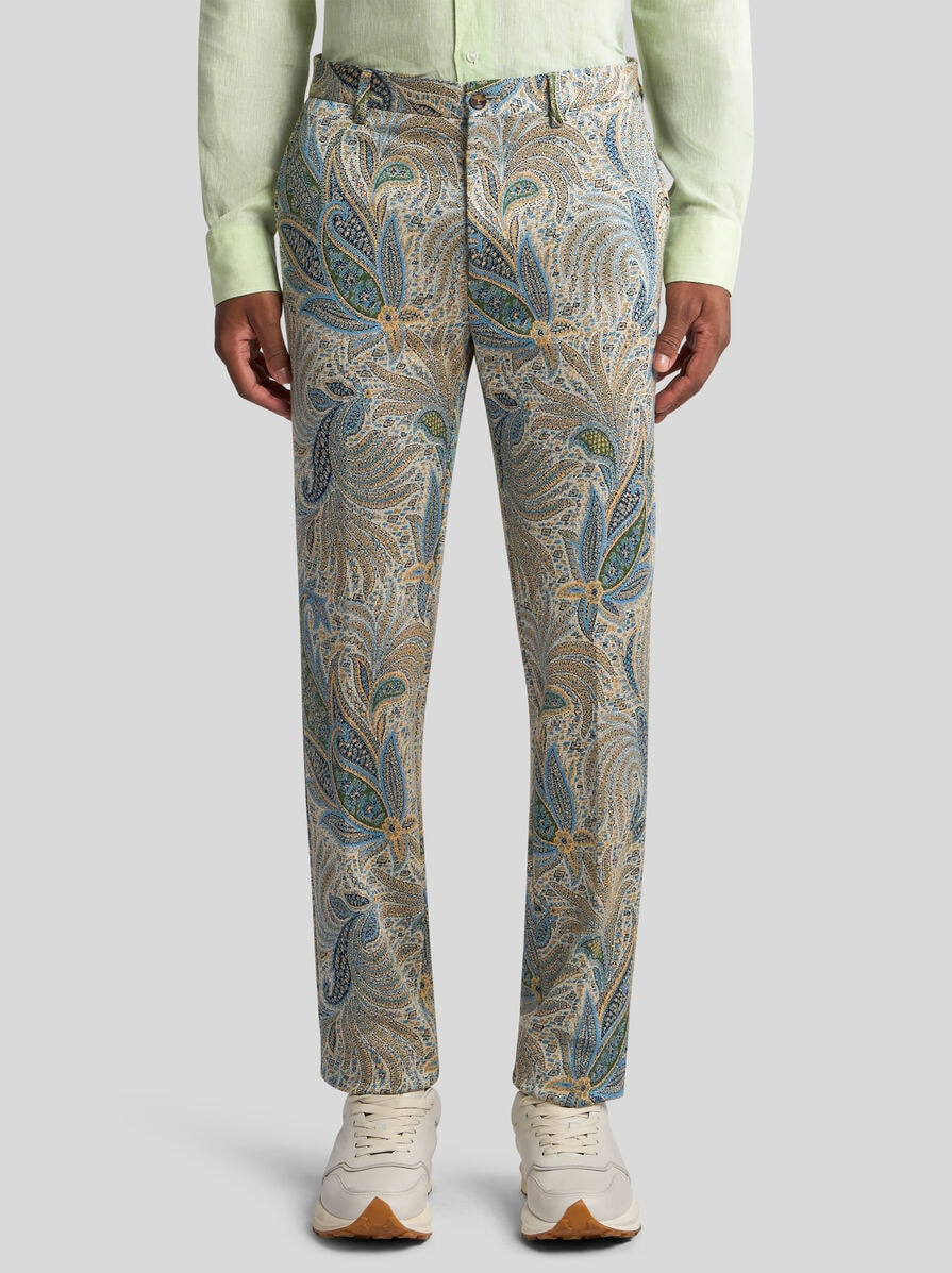 TAILORED FOLIAGE-DESIGN TROUSERS - 2