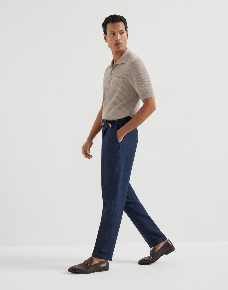 Silk, linen and wool hopsack trousers with pleat 5