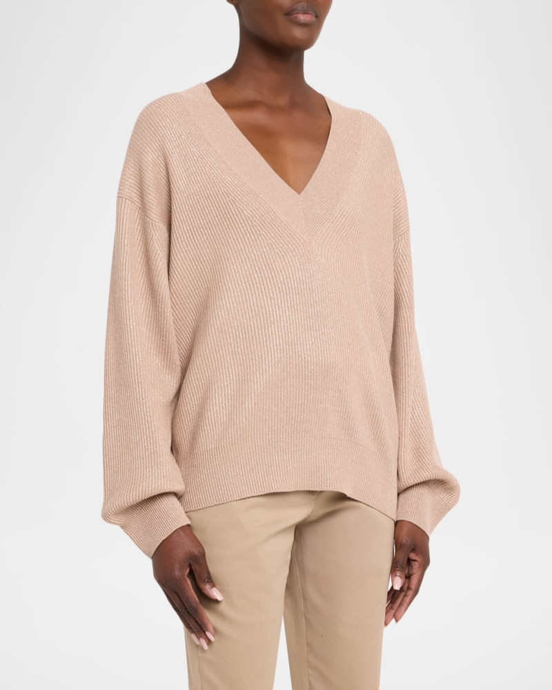 Sparkling Cashmere Oversized V-Neck Sweater 4