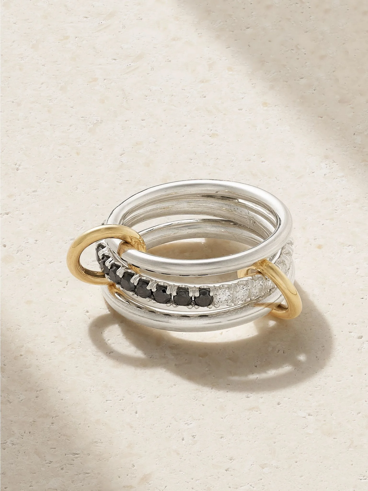 Petunia Eclipse sterling silver and 18-karat gold diamond ring Silver - 1