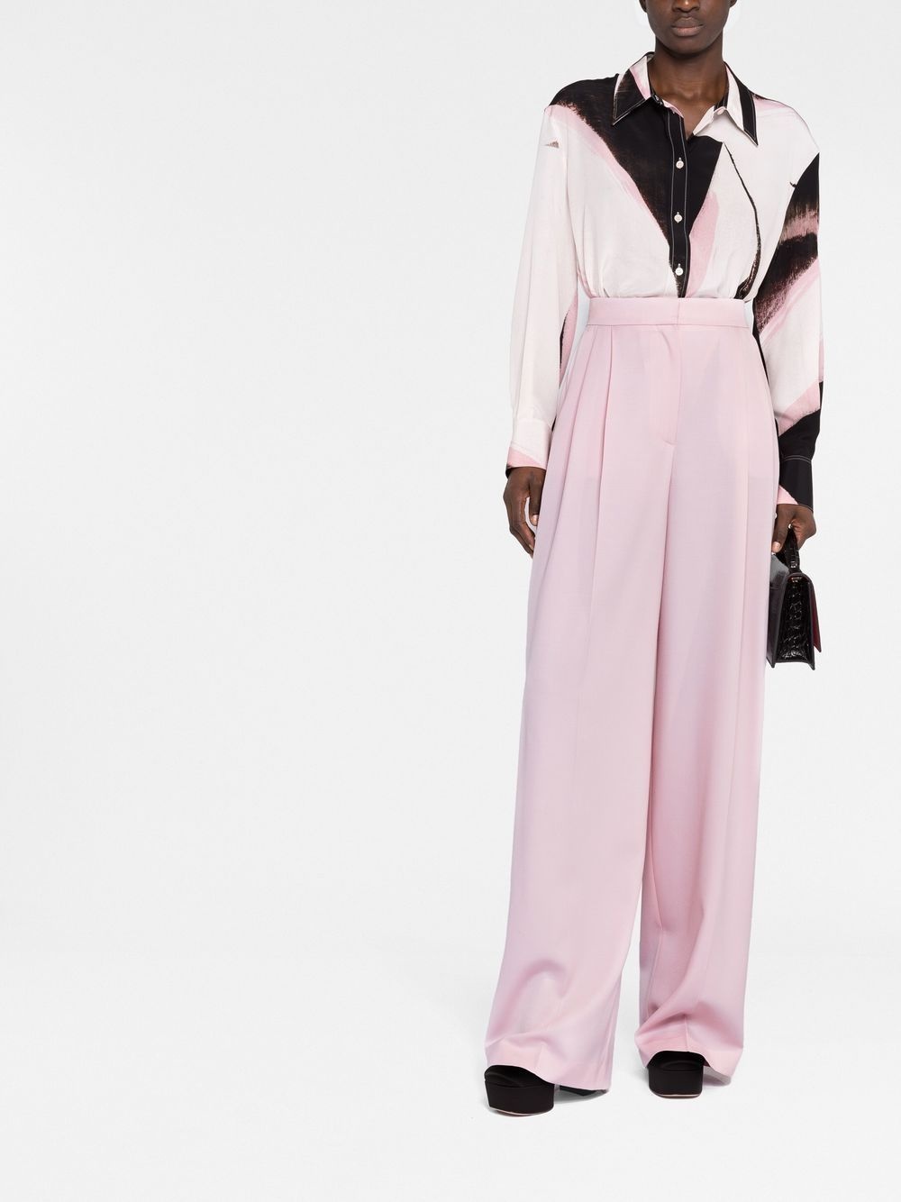 pleated high-waisted trousers - 2