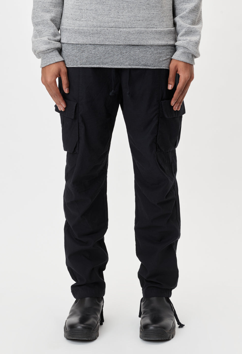 BACK SATEEN CARGO PANTS - 3