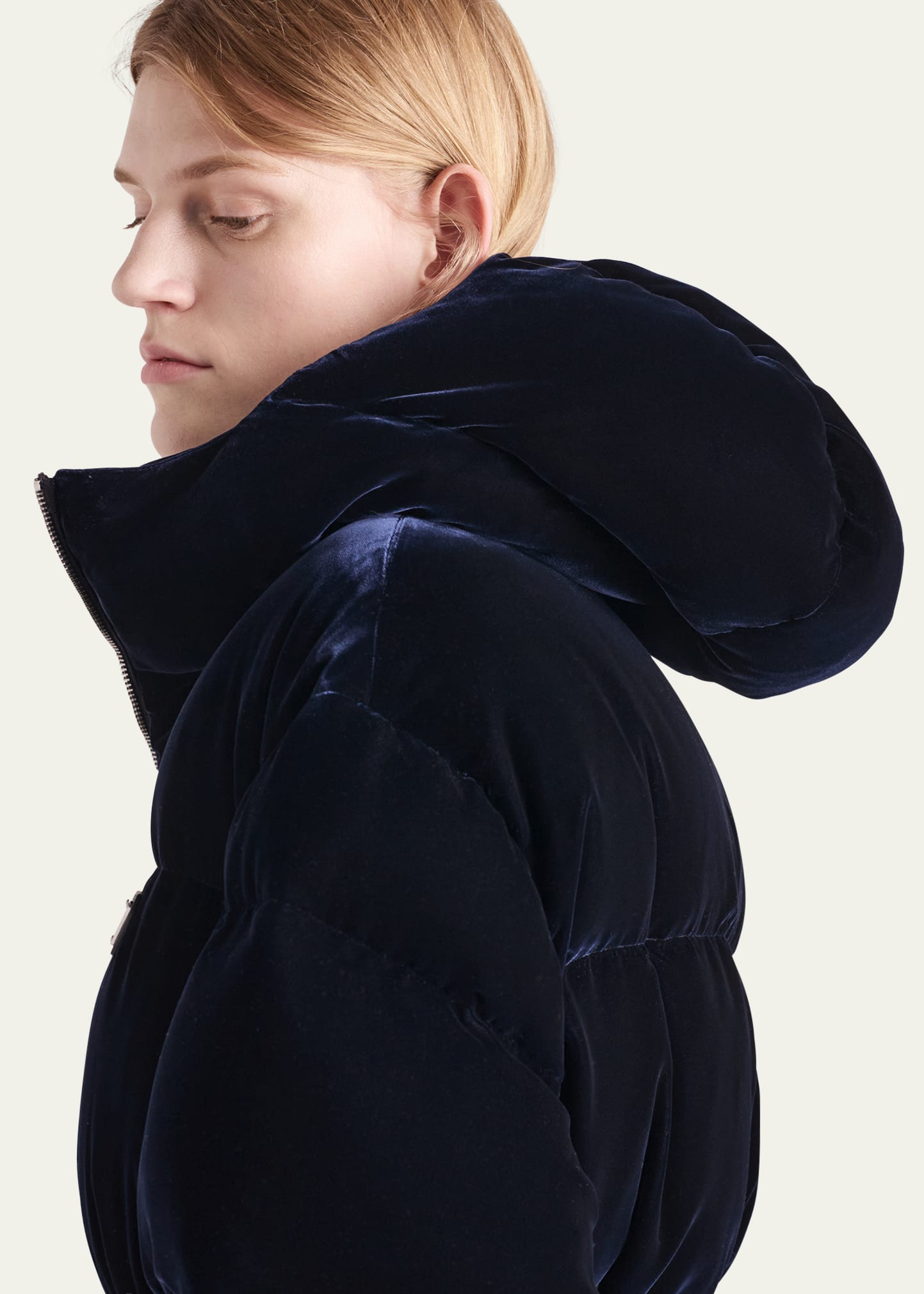 Cinched Velvet Puffer Jacket - 5