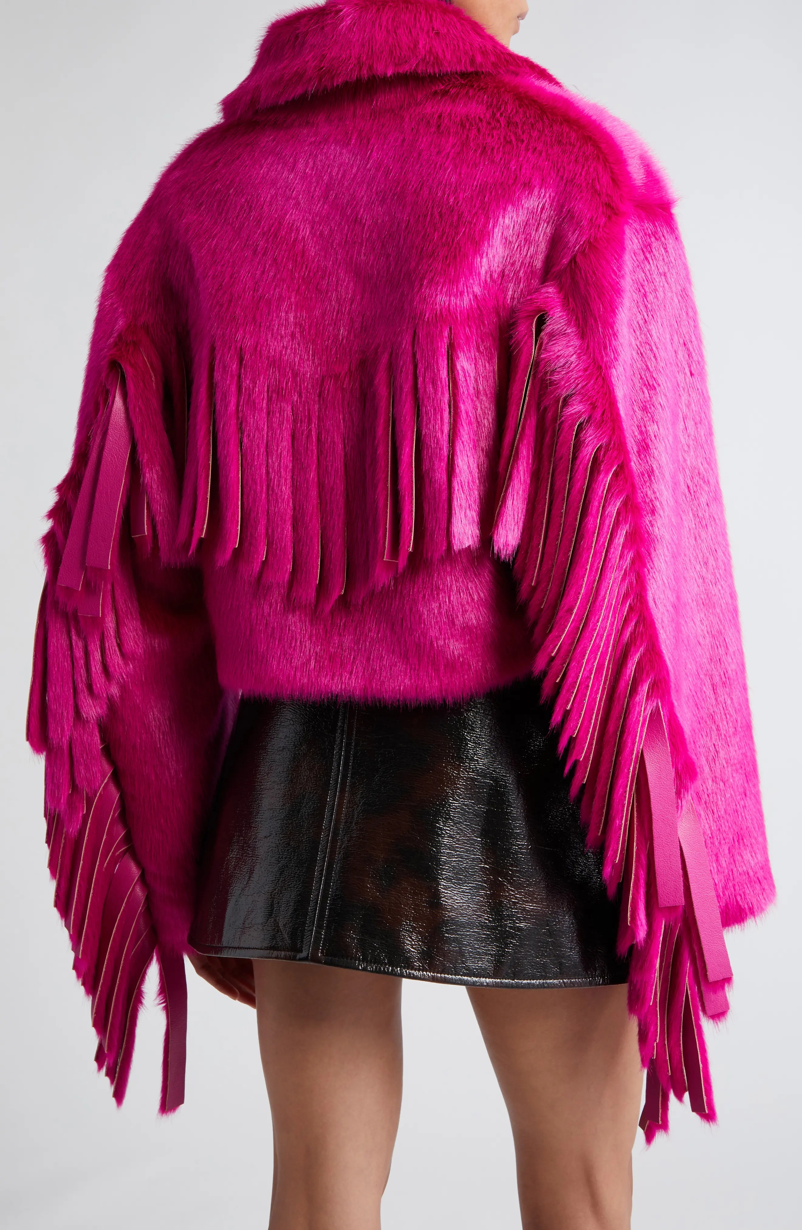 Lovis Fringe Crop Faux Fur Jacket - 2