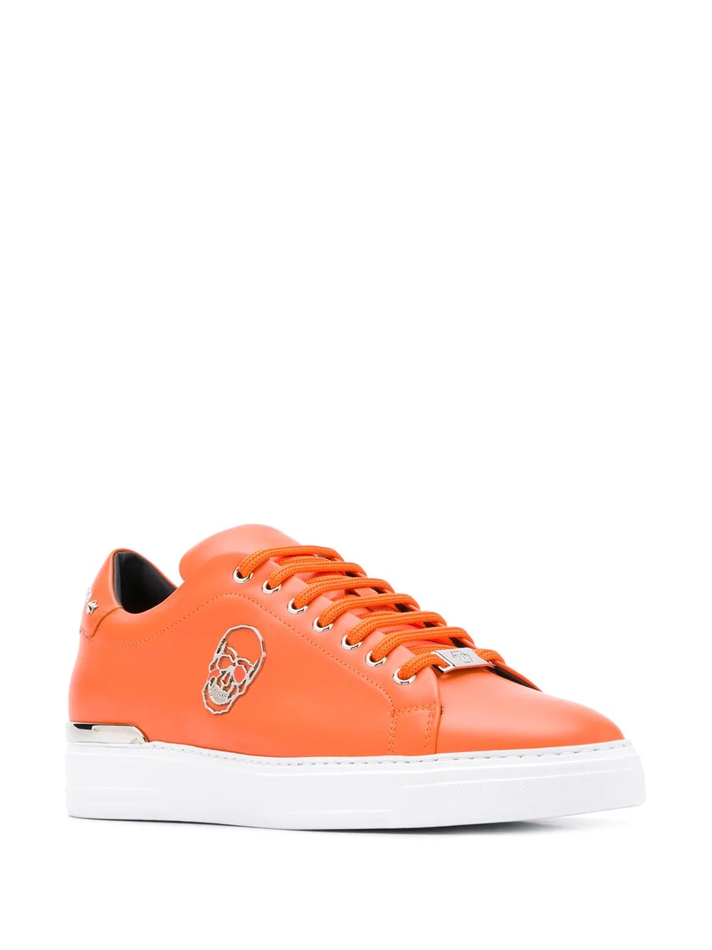 skull-appliqué leather low-top sneakers - 2