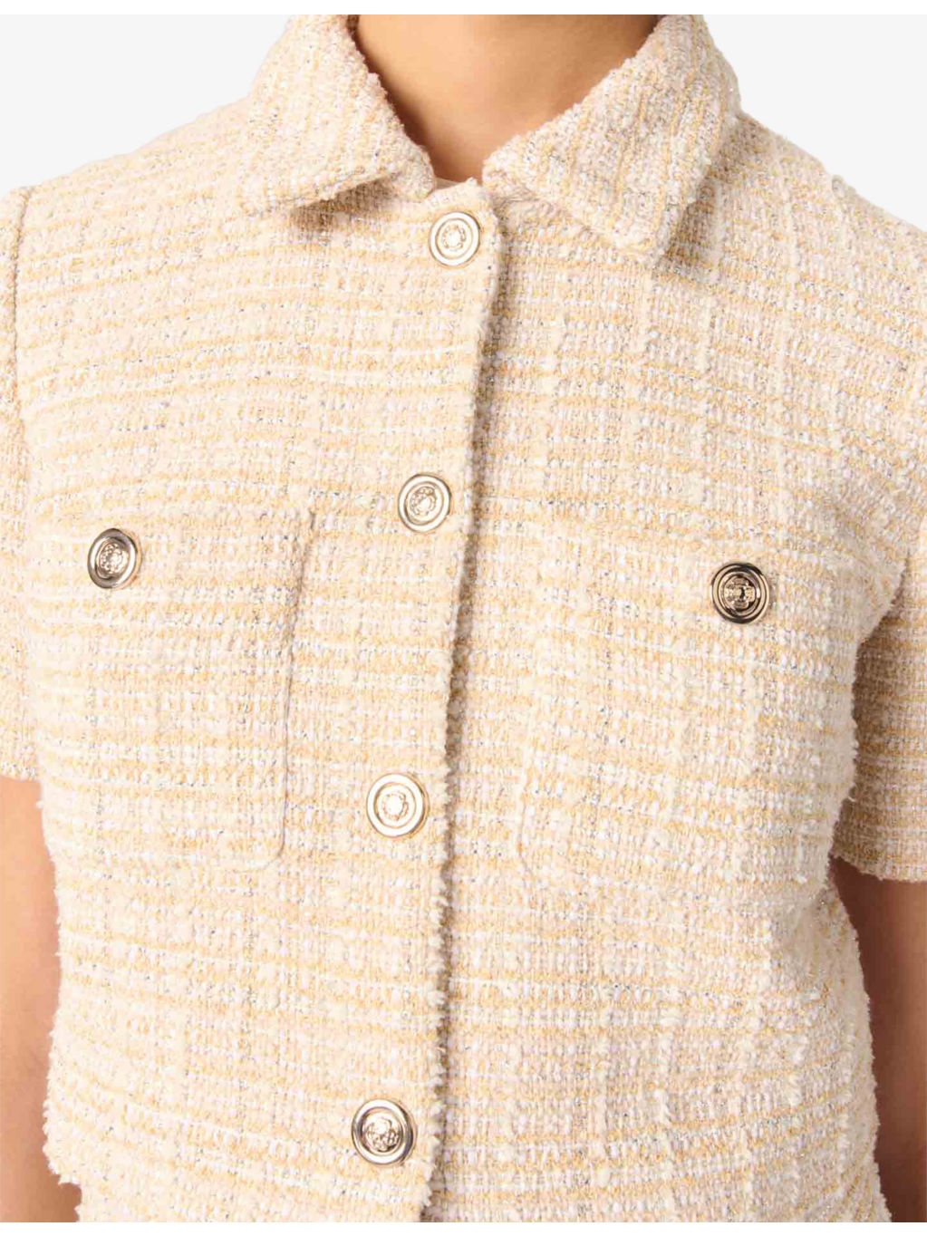 Metallic Tweed-Textured Cropped Cotton-Blend Jacket - 6