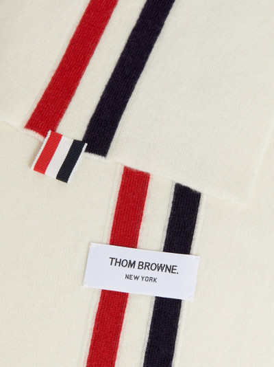 Thom Browne White Jersey Stitch Superfine Merino Wool Intarsia Stripe Scarf outlook