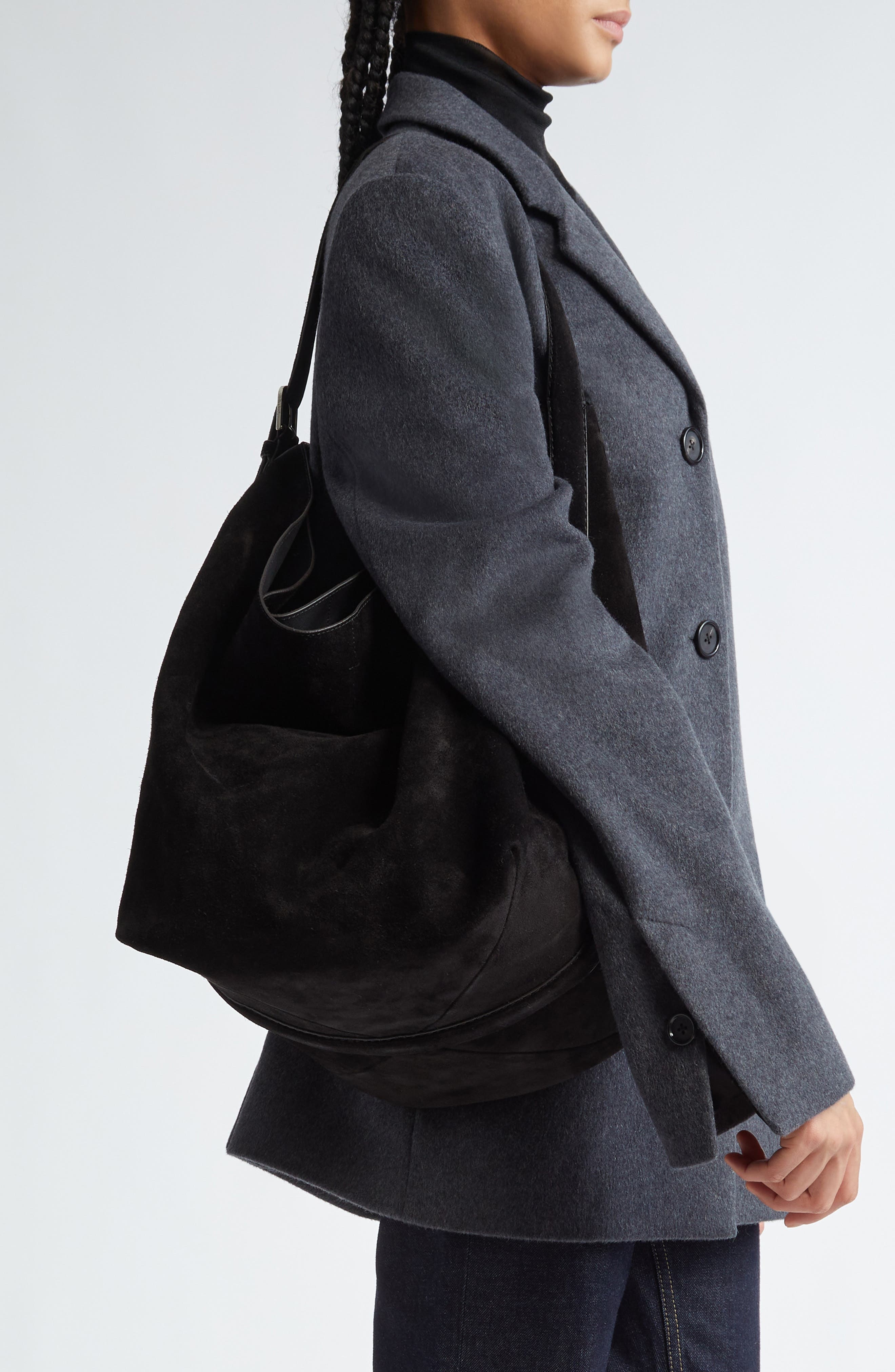 TOTEME Belt Strap Suede Hobo Bag in Espresso at Nordstrom - 2
