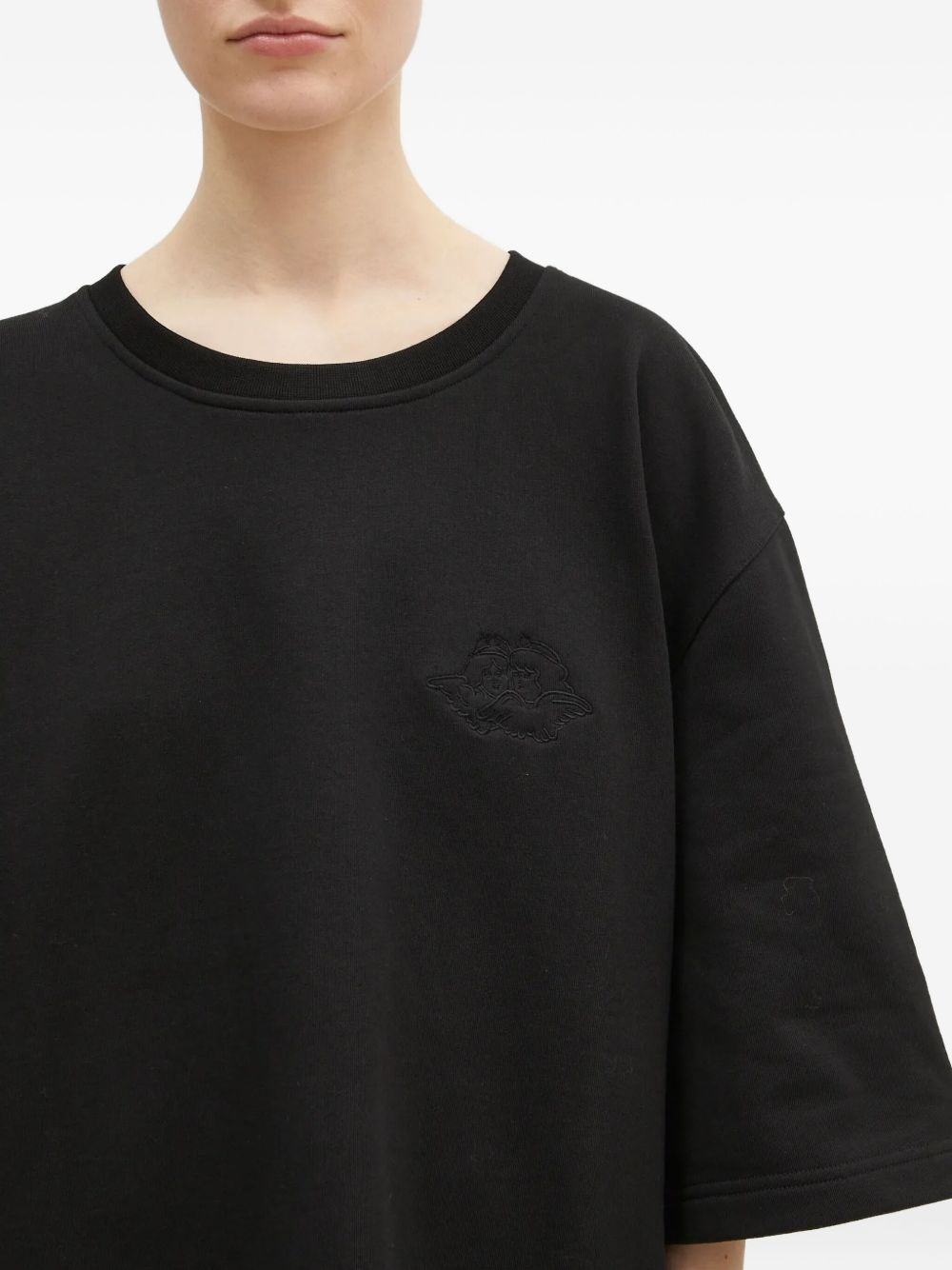 logo-embroidered three-quarter sleeve T-shirt - 5