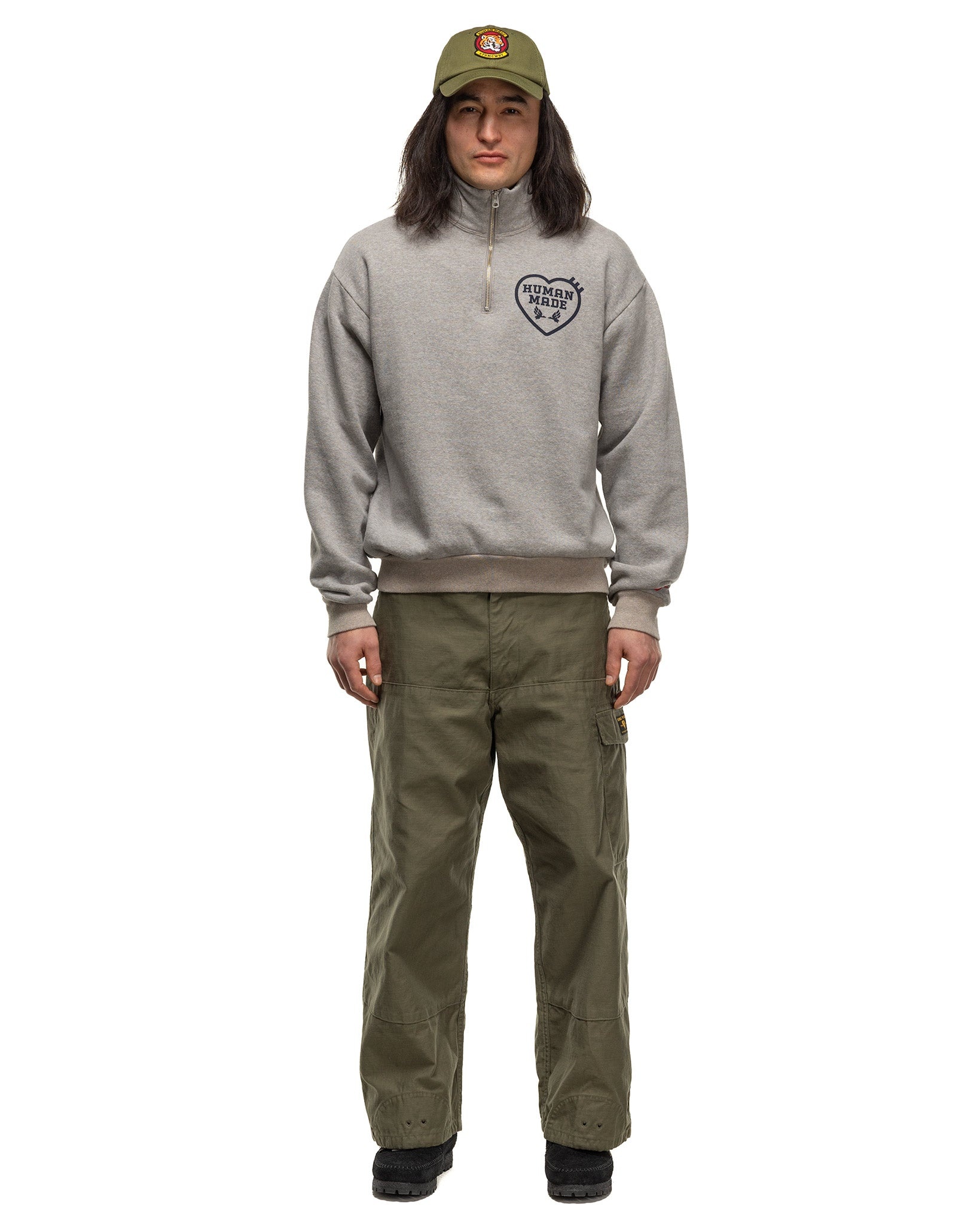 Military Half-Zip Sweatshirt Grey - 2