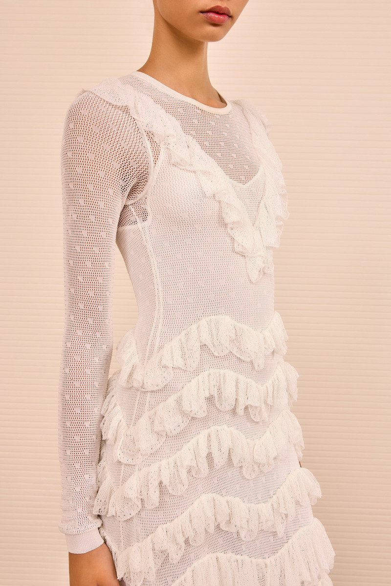 ULLA JOHNSON Calliope Long Sleeve Tiered Ruffle Long Dress outlook