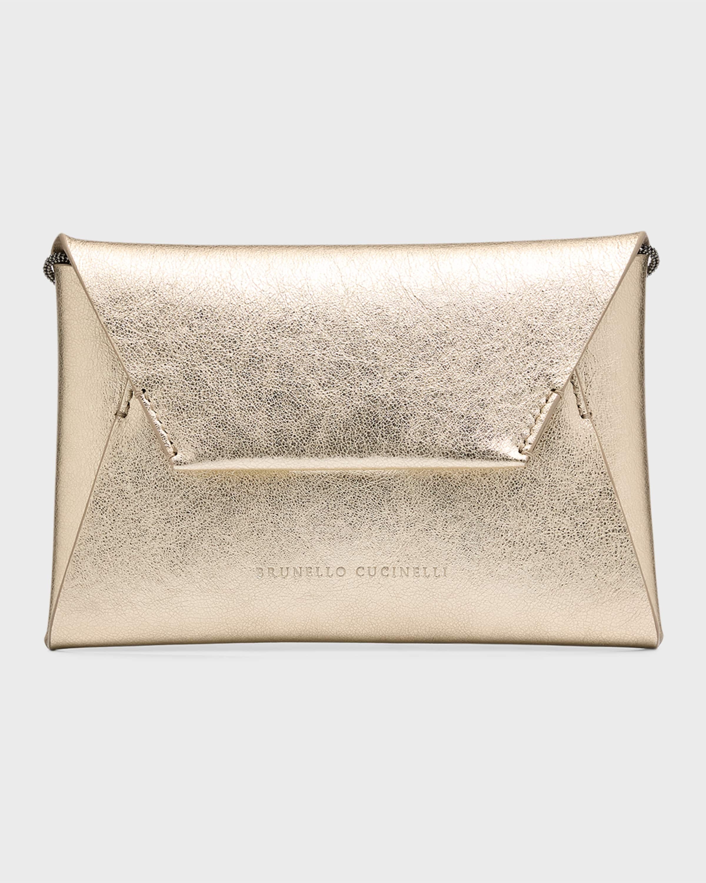 Envelope Flap Metallic Leather Clutch Bag - 1