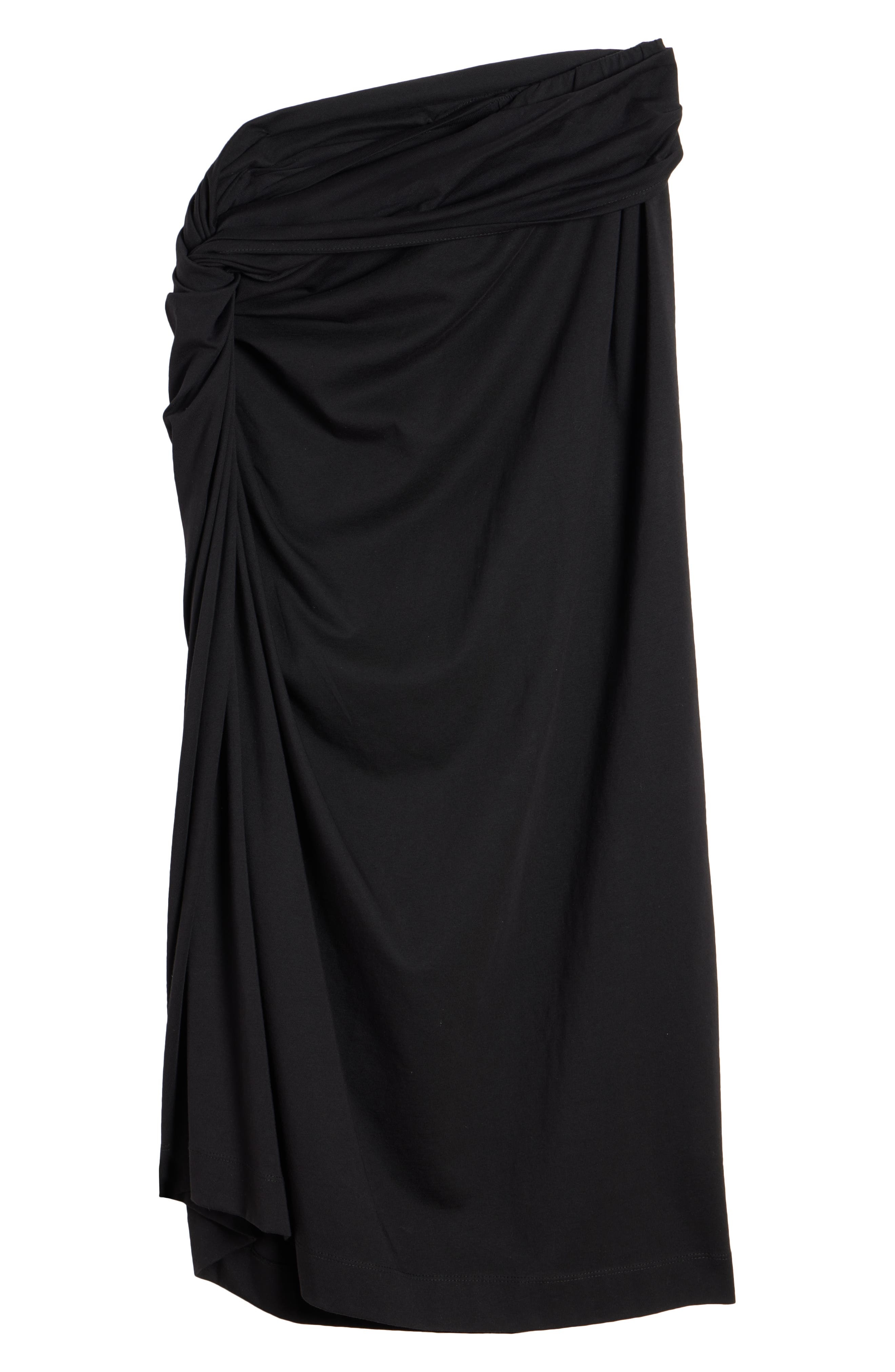 Dries Van Noten Knot Front Cotton Jersey Midi Skirt in Black at Nordstrom - 6