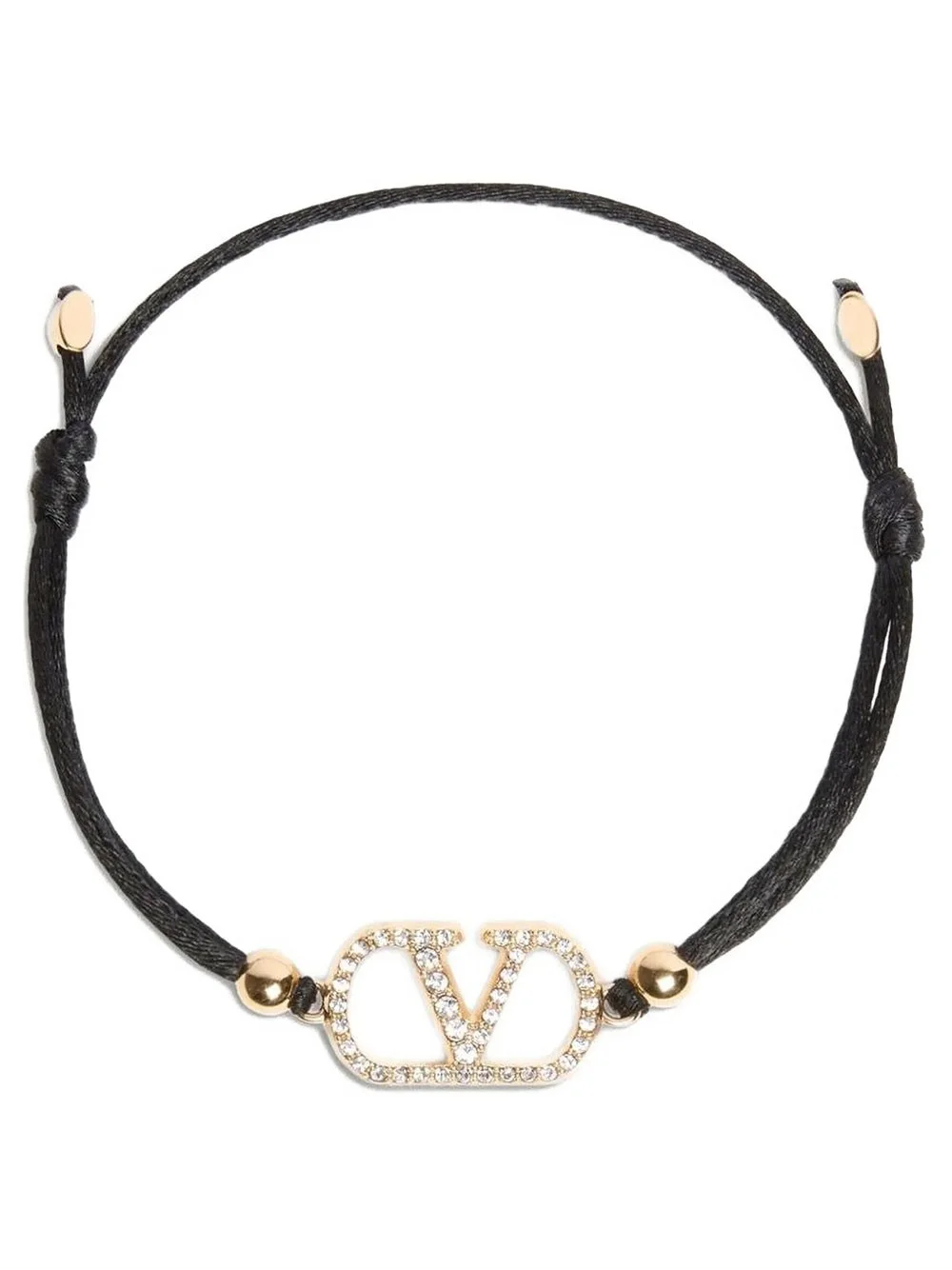 VLOGO SIGNATURE BRACELET VALENTINO IN COTTON AND SWAROVSKI® CRYSTALS - 1