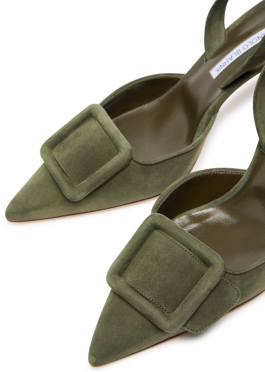 Manolo Blahnik Maysli 70 Suede Slingback Pumps - 4